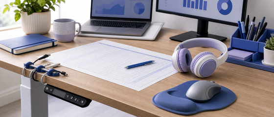 SheetOps | Office Productivity Gear Reviews themed Audible listening scene